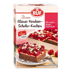 RUF Kleiner Himbeer-Schokokuchen, Mini-Kuchen Mit Feiner Puddingcreme, Himbeeren Und Weißen Schokoraspeln, Inkl. Backform, 1X252G Mezcla para hornear y cocinar Naty Shop 252 G (1Er Pack) Himbeere
