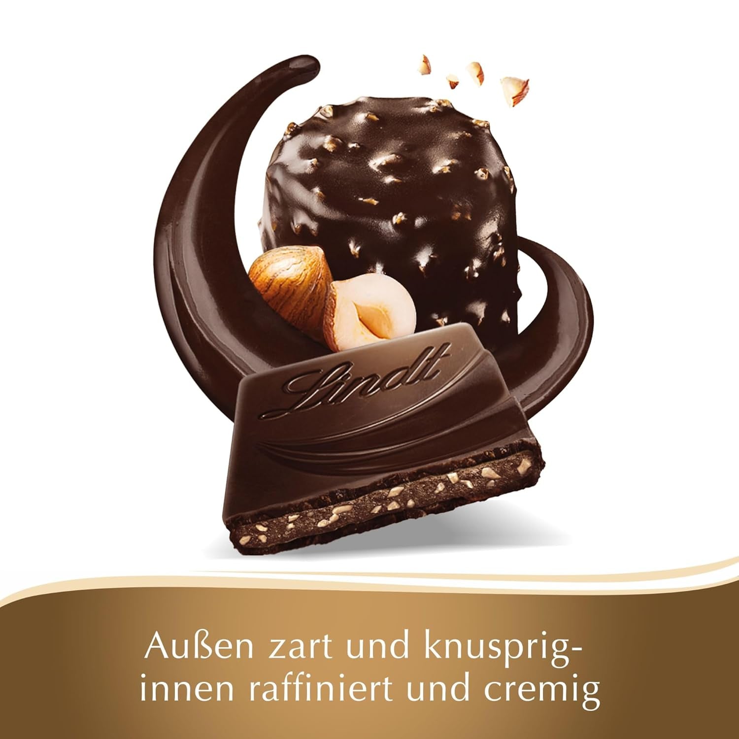 Lindt Chocolate Creation Hazelnut De Luxe Fine Dark, 150 grame Bomboane de Ciocolata Naty Shop
