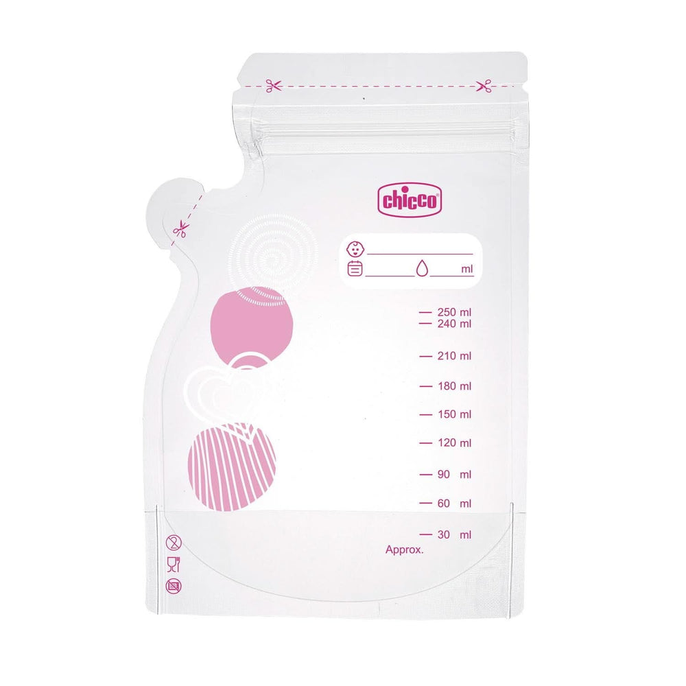 Chicco Bolsa para Leche con 30 Unidades, Antigoteo, 250 ml Accesorios Alimentación y Lactancia Bebe Naty Shop