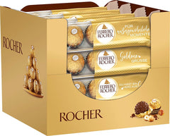 Ferrero Rocher - Bombones especiales crujientes y cremosos de avellanas - Regalo de San Valentín para él y para ella - 16 paquetes de 4 bombones individuales