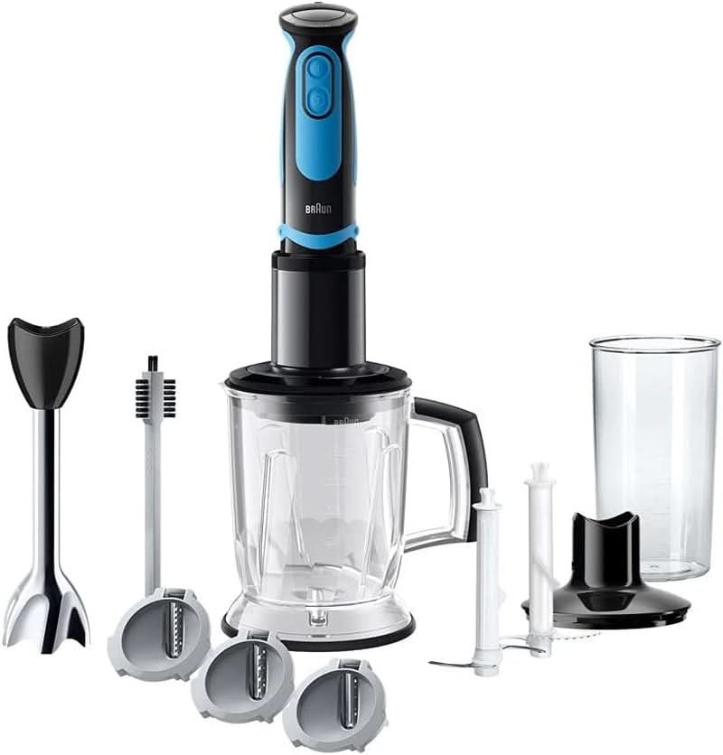 Braun Stabmixer MQ 5260WHBL Stabmixer – Multiquick 5 Vario Pürierstab Mit Edelstahl Mixfuß Und Spiralschneider, 1000 Watt, Inkl. Umfangreiches Zubehör-Set, Weiß/Blau Mama si Copilul Naty Shop Inkl. Spiralschneider Mq5264 Stabmixer Inkl. Sprialschneider Schwarz/Blau