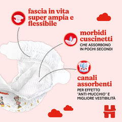 Scutece Huggies Ultra Comfort/Little Movers, mărimea 3 (4-9 kg), design Disney, absorbante, protecție integrală, 126 bucăți