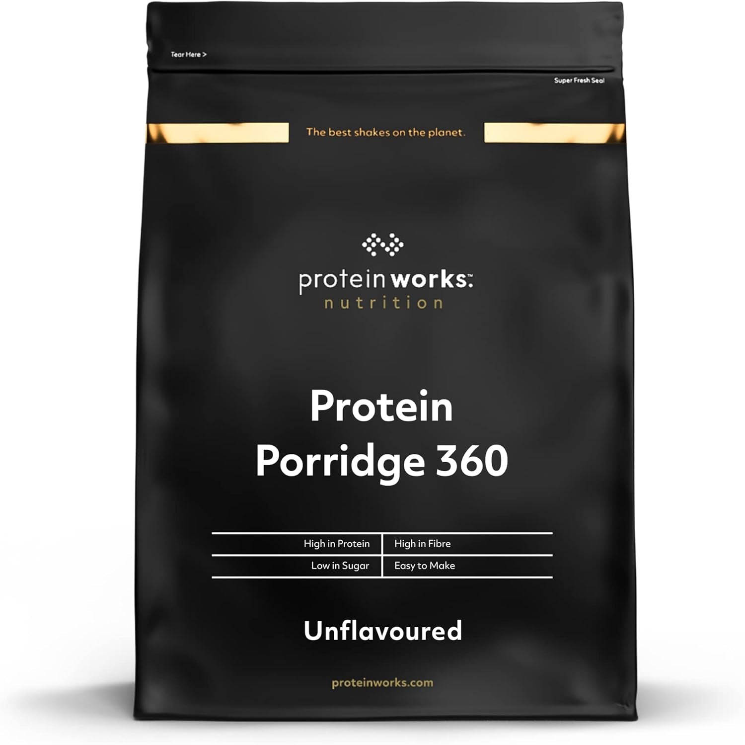 Protein Works - Protein Porridge 360 | Mit Zusätzlichen Vitaminen & Mineralien | Proteinreiches Frühstück | Kalorienarme Haferflocken | 6 Servings | Natürlich | 500G Cereale Naty Shop 500 G (1Er Pack) Natürlich