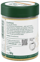 Fuchs Gewürze - Kreuzümmel gemahlen - zum Würzen von Couscous, Hummus und Falafel - natürliche Zutaten - 50 g in wiederverwendbarer, recyclebarer Dose