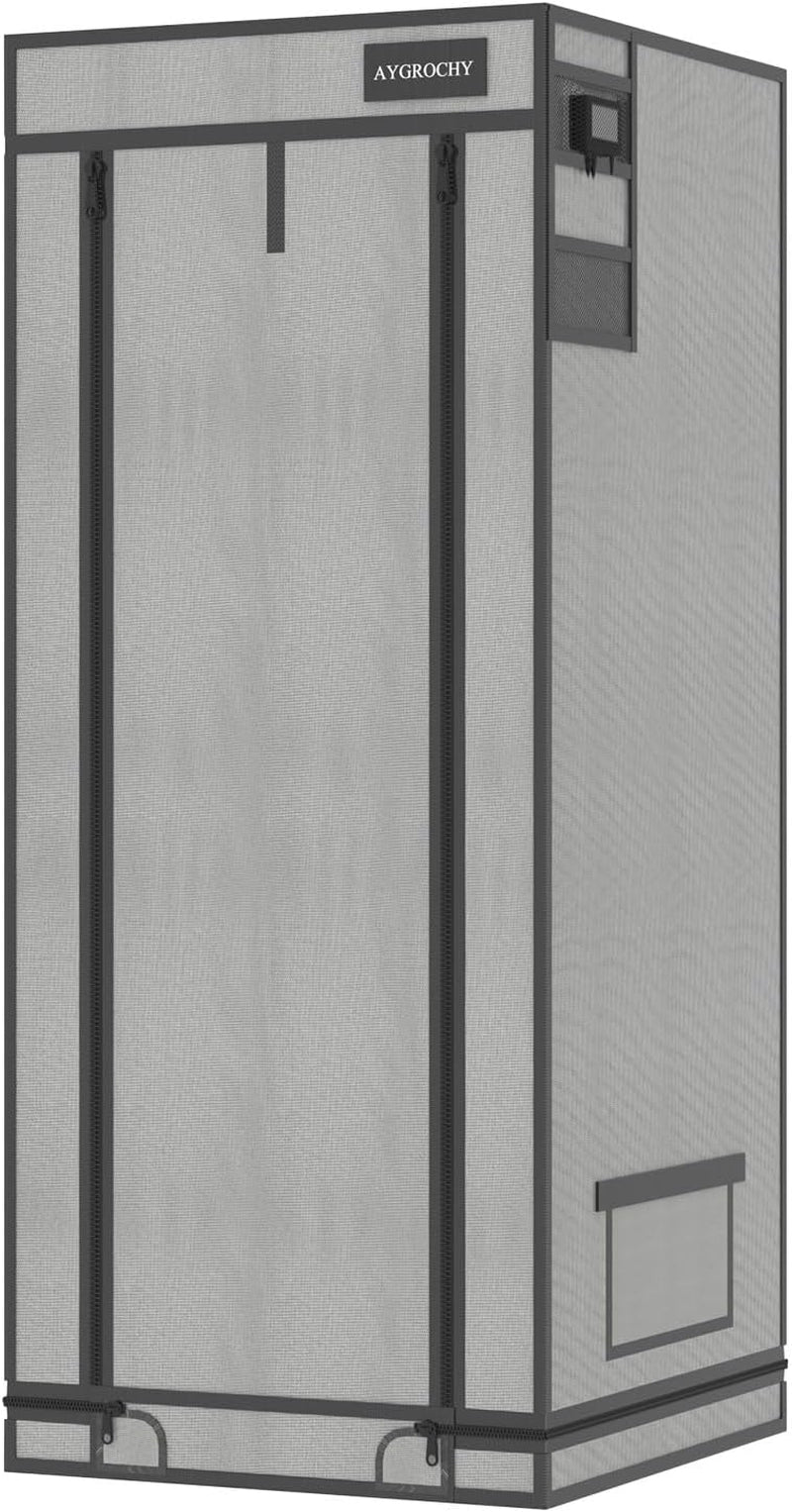 Aygrochy Tienda de Cultivo 60x60x160cm Tienda de Cultivo Interior con Bandeja Inferior Extraíble de PEVA Blanca Reflectante para Espacio de Cultivo de Plantas