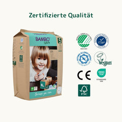 Pañales Bambo Nature, talla 5 (11-17 kg) - Caja mensual de 95 | Pañales con protección mejorada contra fugas | Máxima comodidad y libertad para niños activos | Pañales testados dermatológicamente