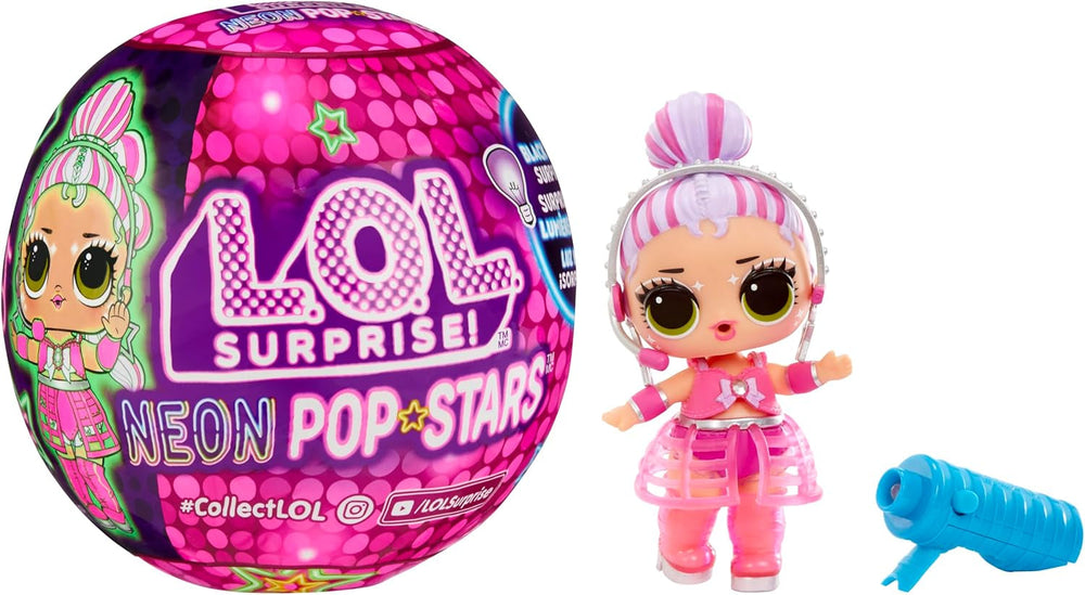 JAJAJA. ¡Sorpresa! Neon Pop Stars Tots - 1 muñeca sorpresa mágica con luz negra, envoltorio ciego, 7 muñecas coleccionables, cada una con pegatinas y accesorios de neón, regalo para niños mayores de 4 años Naty Shop Dolls Default Title
