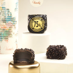 Venchi - Dados de Chocoviar 75% - Bombones con relleno "Cuor di Cacao", chocolate extra negro y granulado de Chocoviar 75% - Paquete a granel de 1 kg - Vegano - Sin gluten