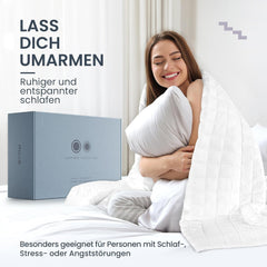 Manta terapéutica de 7 kg I 135X200Cm I Para un sueño reparador I Manta lastrada de alta calidad hecha de algodón transpirable I Antiestrés y terapéutico - Incluye caja de embalaje con asa de transporte Camas y mantas Besuche den müüd-Store