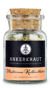 Ankerkraut Mediterranean Knoblauchbutter Gewürz, 85 g en vaso de corcho, Zuckerfrei, Würzige Ingredient für Butter, Idea de regalo, Grill-Abend con amigos y familiares, Premium Qualität Ohne Gesmackverstärker