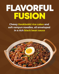 NONGSHIM Rapokki (Jjajang, 400 ml): auténtica comida callejera coreana, ramen y pasteles de arroz, frijoles negros; rápido y fácil de preparar, listo en 4 minutos