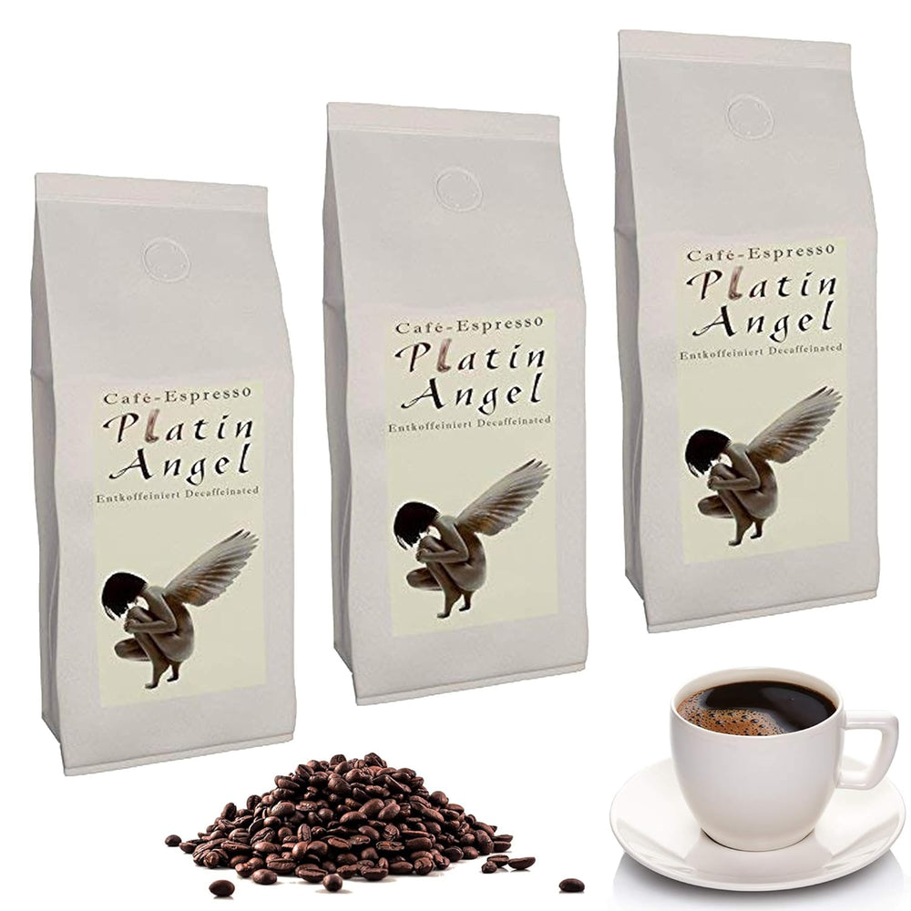 C&T Platin Angel Espresso Decaf 3 x 1000 g boabe întregi de cafea - decofeinizată - cafea premium fără cofeină din populara noastră serie Espresso Angel