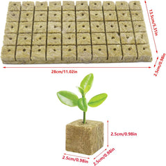 50 Piezas Estera de Cultivo de Lana Mineral, Cubo de Lana Mineral, Aislamiento de Lana Mineral, Estera de Cultivo de Lana Mineral con Tijeras y Guantes para Cultivo sin Suelo, Hidroponía y Trasplante