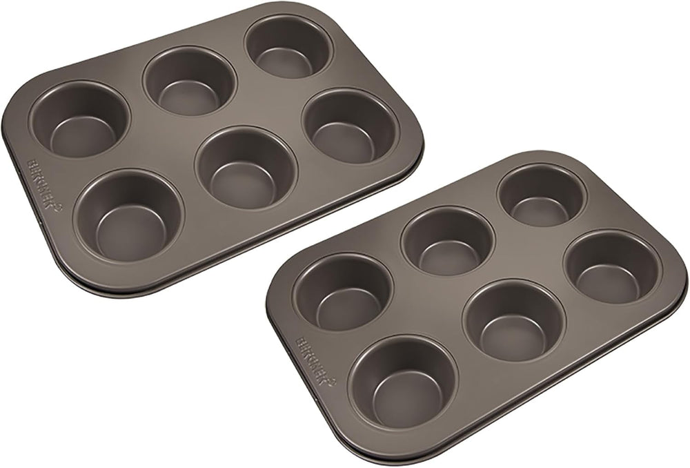 BERGNER BAKING LOVERS - Set Von 2 X 6 Tazas Muffinformen - Kohlenstoffstahl Mit Ilag Essential, PFOA Frei, Leicht Zu Reinigen Moldes y bandejas para repostería Naty Shop 26,5 Cm | 18,5 cm | 3cm