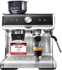 Espressor GASTROBACK cu râșniță, inclusiv ulcior de lapte, pressor și portafiltru din oțel inoxidabil - Espressor Barista cu spumator de lapte - Espressor cu 30 de setări de măcinare