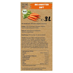 Zumo de zanahoria ecológico - Elaborado con zanahorias alemanas y holandesas, 3 litros Bebidas sin alcohol Naty Shop