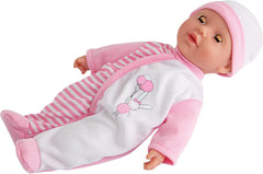 Simba 105140020 - My Love Baby Talk Muñeco de cuerpo blandito con ojos dormilones y lindo vestido Hace 24 sonidos de bebé Muñeco bebé de 30 cm a partir de 2 años Blanco Rosa Naty Shop Muñecas