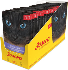 JOSERA File de pui și vițel (16 x 70 g) | Adult | Hrană umedă premium pentru pisici adulte | Pui și vițel cu 40% file de pui | Fără cereale | Hrană umedă pentru pisici într-o pungă de prospețime | Pachet de 16