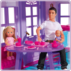 Simba 104661996 - Steffi Love Dreamhouse, Casa de Juegos Grande, 4 Habitaciones, SIN TÍTERES, 84 cm de Alto, Dos Niveles, Campana Funcional, Casas de Muñecas Plegables Naty Shop
