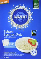Davert arroz basmati orgánico en bolsas para cocinar, 2 bolsas, 250 g