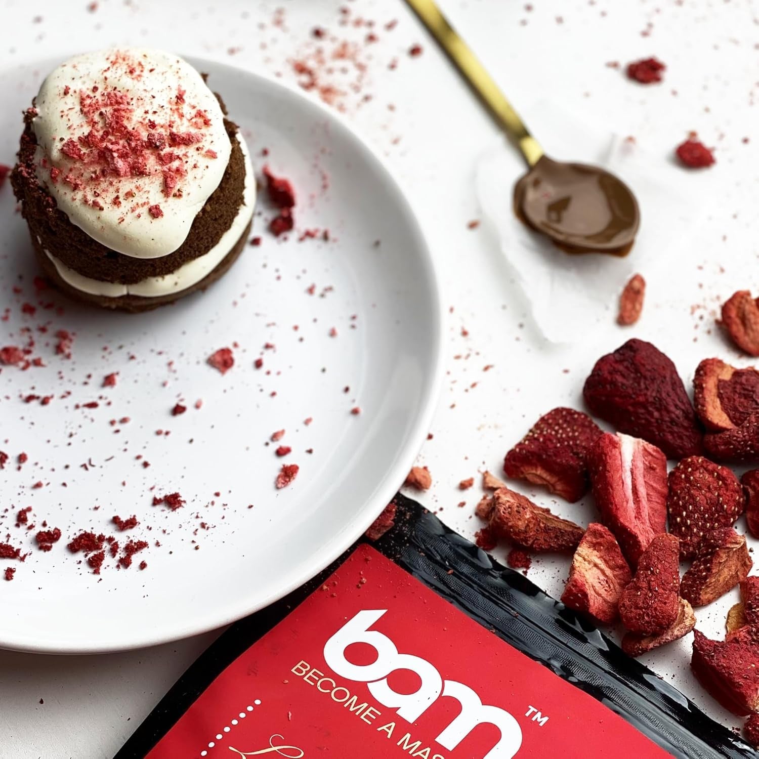 Fructe liofilizate BAM, 40 grame, fructe naturale, deserturi perfecte, aromă bogată (căpșuni) Produse deshidratate Naty Shop