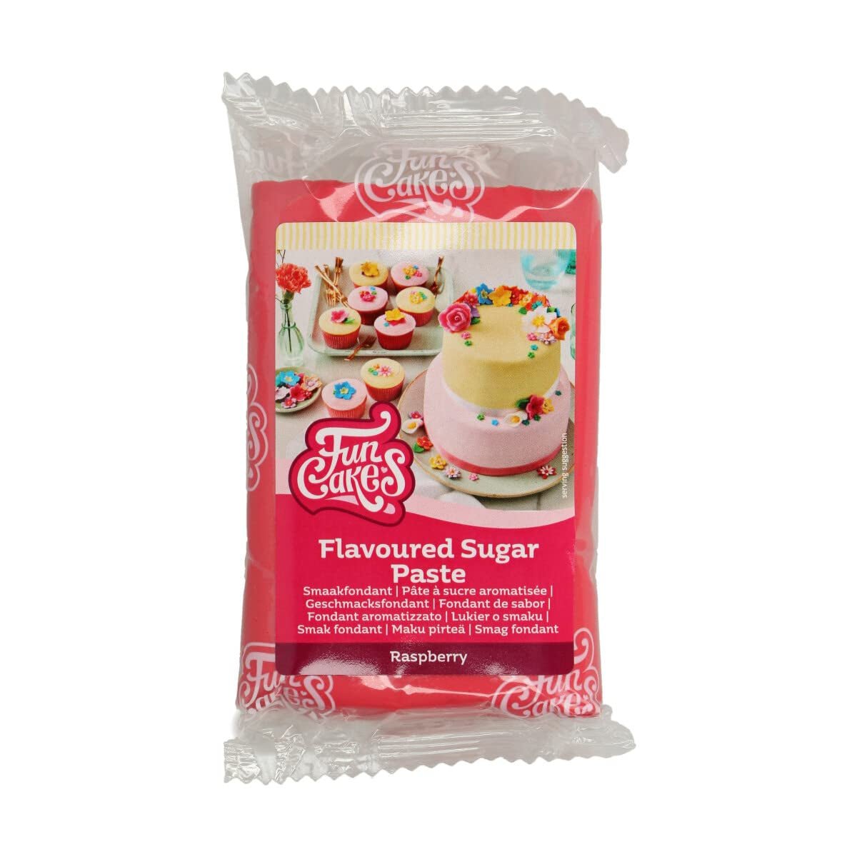 FunCakes Fondant cu aromă de lămâie: Gust delicios, textură fină, ușor de întins, fondant rulat, perfect pentru prăjituri, cupcakes și biscuiți. Halal, kosher și fără gluten. 250 g (pachet de 3) Pasta de zahar Naty Shop 250 G Zmeură