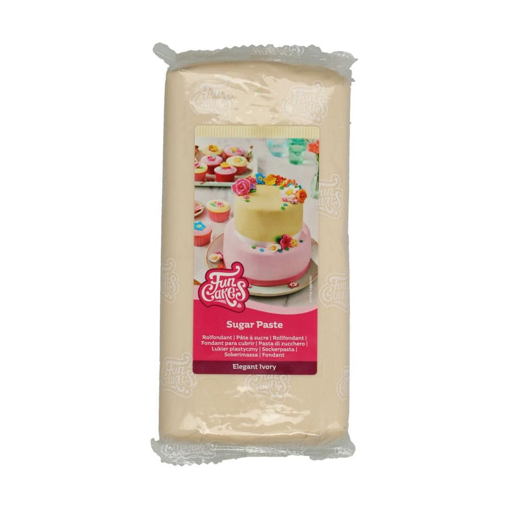 FunCakes Roll Fondant Elegant Ivory: Ușor de utilizat, neted, flexibil, moale și pliabil, perfect pentru decorarea prăjiturilor, halal, kosher și fără gluten. 1 kg Pasta de zahar Naty Shop Default Title