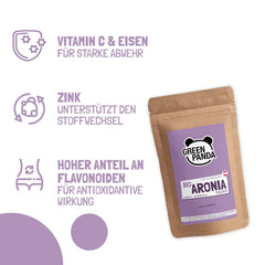 GREEN PANDA® pulbere organică de chokeberry din Austria | chokeberries uscate fin măcinate | chokeberries organice fără aditivi | alternativă regională la pudra de acai și boabe goji | 500g Produse deshidratate Naty Shop