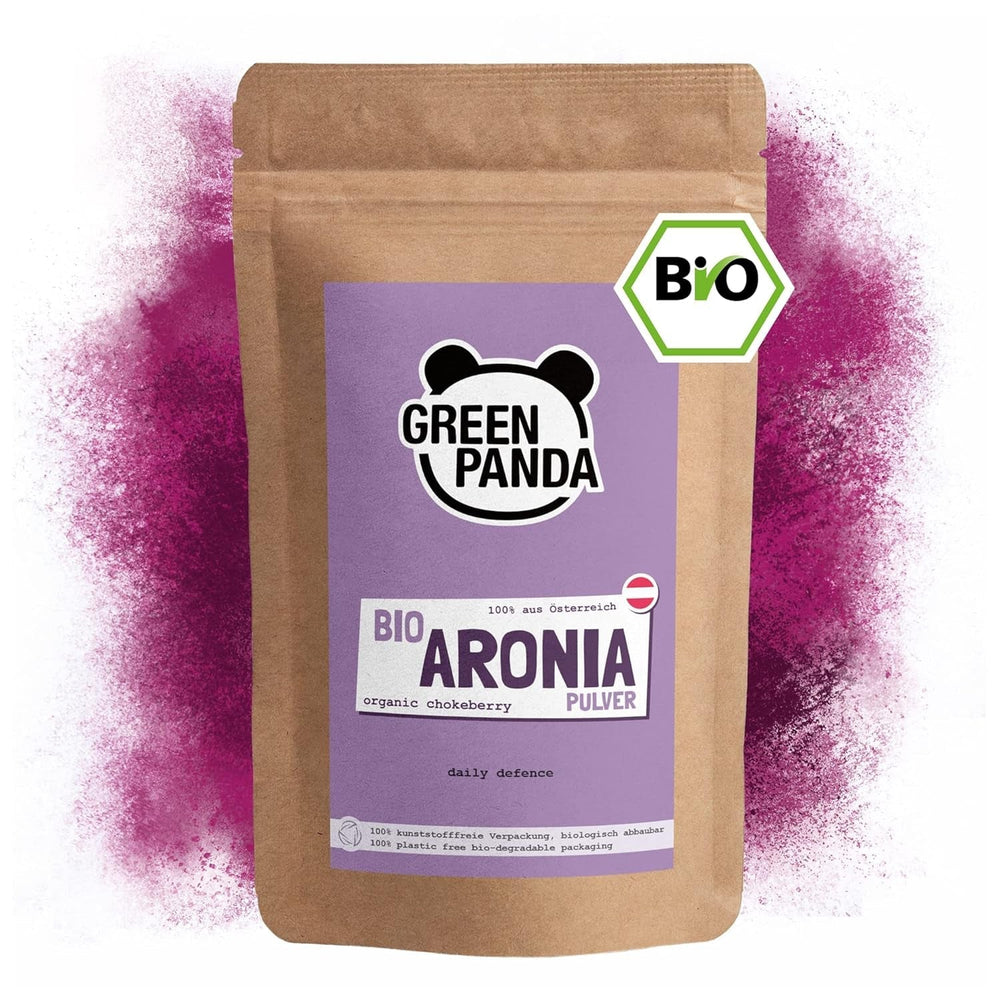 GREEN PANDA® pulbere organică de chokeberry din Austria | chokeberries uscate fin măcinate | chokeberries organice fără aditivi | alternativă regională la pudra de acai și boabe goji | 500g Produse deshidratate Naty Shop Titlu implicit
