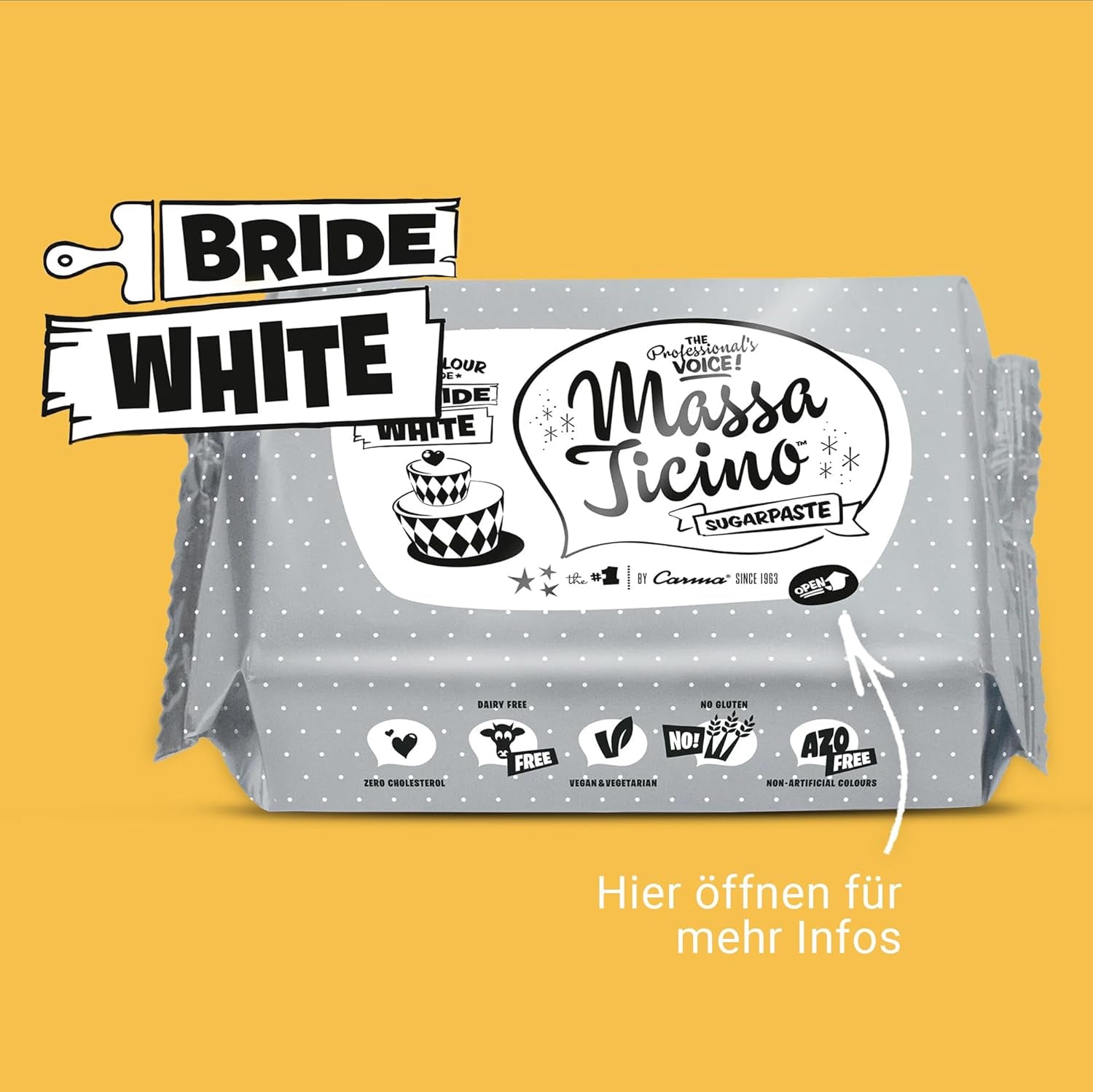 Massa Ticino Fondant White 2x 1kg - Pastă de zahăr premium pentru prăjituri decorative, fondant rulat - perfect pentru prăjituri, modelare și decorațiuni - fondant alb pentru brutari profesioniști și amatori Pasta de zahar Naty Shop