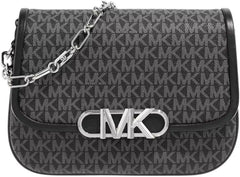 Michael Kors Ladies Parker Md Saddle Msgr Bag Genti Femei Naty Shop Blk/Opticwht