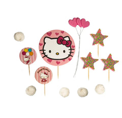 Hello Kitty set de 12 adornos comestibles de pasta de azúcar para tartas festivas