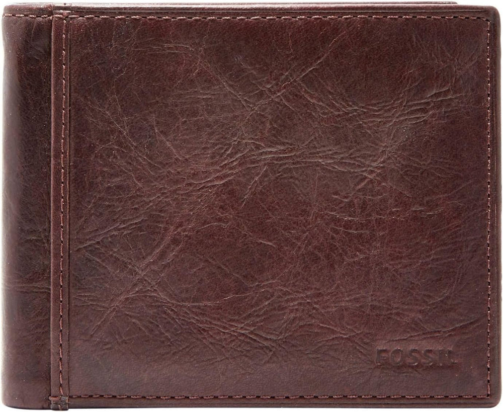 Portofel bifold din piele Ingram pentru bărbați Fossil 11,43 cm L x 1,905 cm l x 8,89 cm H Portofel Barbati Naty Shop Maro
