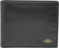 Portofel Bifold Fossil Ryan din piele pentru bărbați 11,43 cm L x 2,54 cm l x 9,525 cm H Portofel Barbati Naty Shop Negru