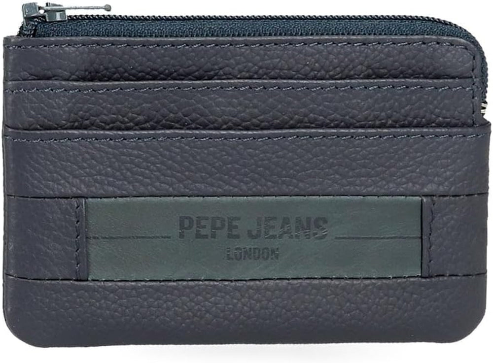 Portofele și portmonee Pepe Jeans Checkbox din piele de vacă, negru, maro, albastru și gri Portofel Barbati Naty Shop Albastru Poșeta