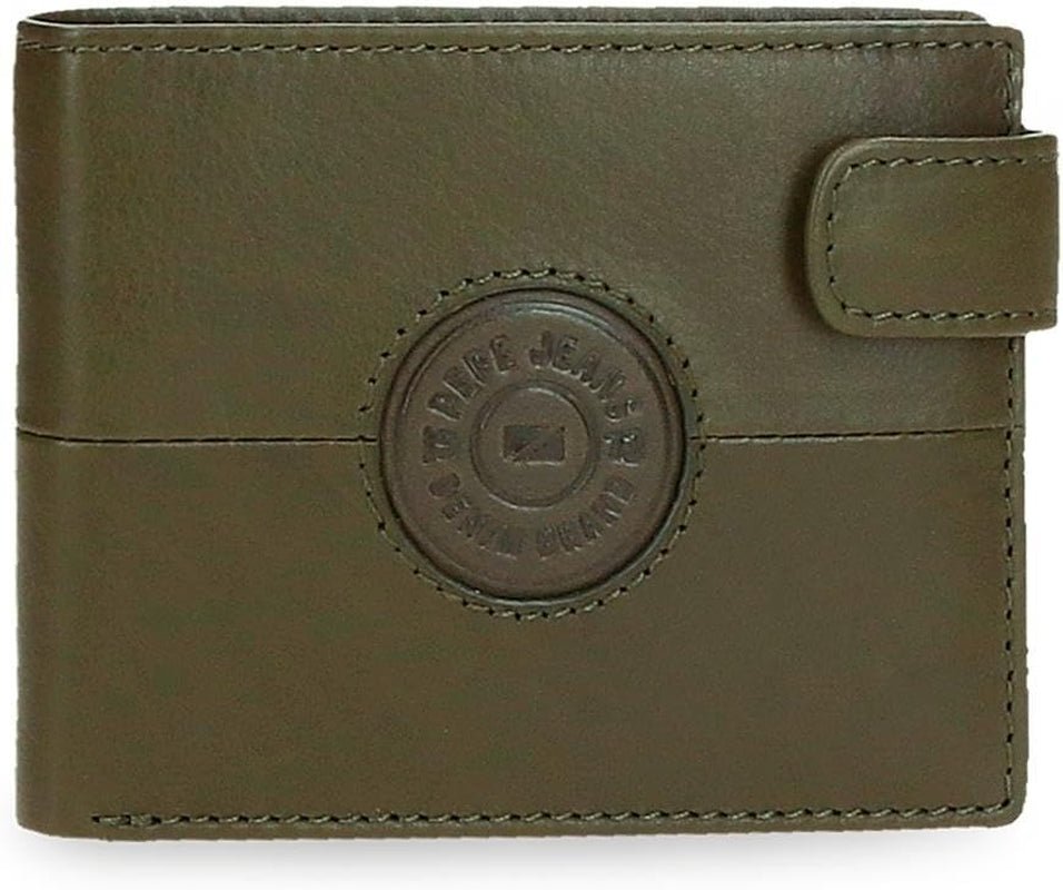 Portofele și poșete din piele de vacă Pepe Jeans Cracker, negru, maro, verde, diferite mărimi Portofel Barbati Naty Shop Verde Portofel cu click vertical