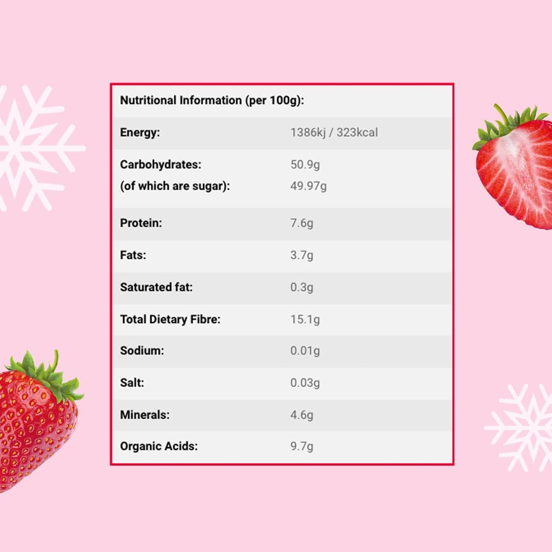 Pudră de căpșuni liofilizate 250g - Pudră de fructe liofilizate - Pudră de căpșuni liofilizate pentru coacere, smoothie și muesli - Pudră de căpșuni 100% naturală fără aditivi Produse deshidratate Naty Shop