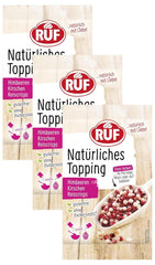 RUF Topping natural cu zmeură, cireșe, chipsuri de orez, fără aditivi artificiali, amestec de fructe pentru terci și produse de patiserie, fără gluten, vegan, 15g (pachet de 3) Produse deshidratate Naty Shop 15 G (pachet de 3) Fructe