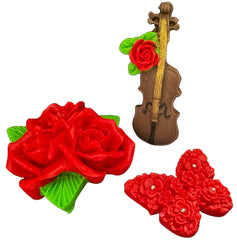 Set de 3 adornos de azúcar comestible, Música de amor Decoraciones en pasta de azúcar Nati Shop