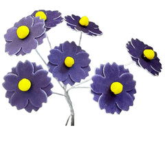 Set de 7 adornos comestibles de obleas, Flores moradas Adornos de pasta de azúcar Nati Shop