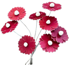 Set de 7 adornos comestibles de barquillos, flores de color rojo burdeos Adornos de pasta de azúcar Nati Shop