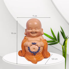 Statuetă Buddha râzând cu rozariu - Figurină inspirată și veselă - Talisman norocos plin de pozitivitate - Idee de cadou drăguță și spirituală - -H 10 cm - Zen'Light Statuete si sculpturi Naty Shop