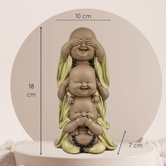 Statuie 3 Buddha râzând - Nu vezi nimic - Nu auzi nimic - Nu spui nimic - Baby Buddha Ansamblu simbolic - Stare de spirit pașnică și veselă - Decor Zen -H 18 cm - Zen'Light Statuete si sculpturi Naty Shop