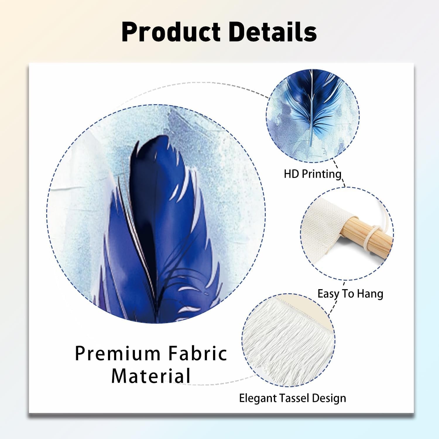 Tapiserie pligreat pack blue feather rug vertical wall Casa - Accesorii si Decoratiuni Naty Shop