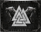 Tapiserie viking wolf totem negru alb meditatie rune Casa - Accesorii si Decoratiuni Naty Shop 200L X 150B Cm