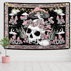 Tapiserie yugarlibi craniu roz ciuperci schelet Casa - Accesorii si Decoratiuni Naty Shop