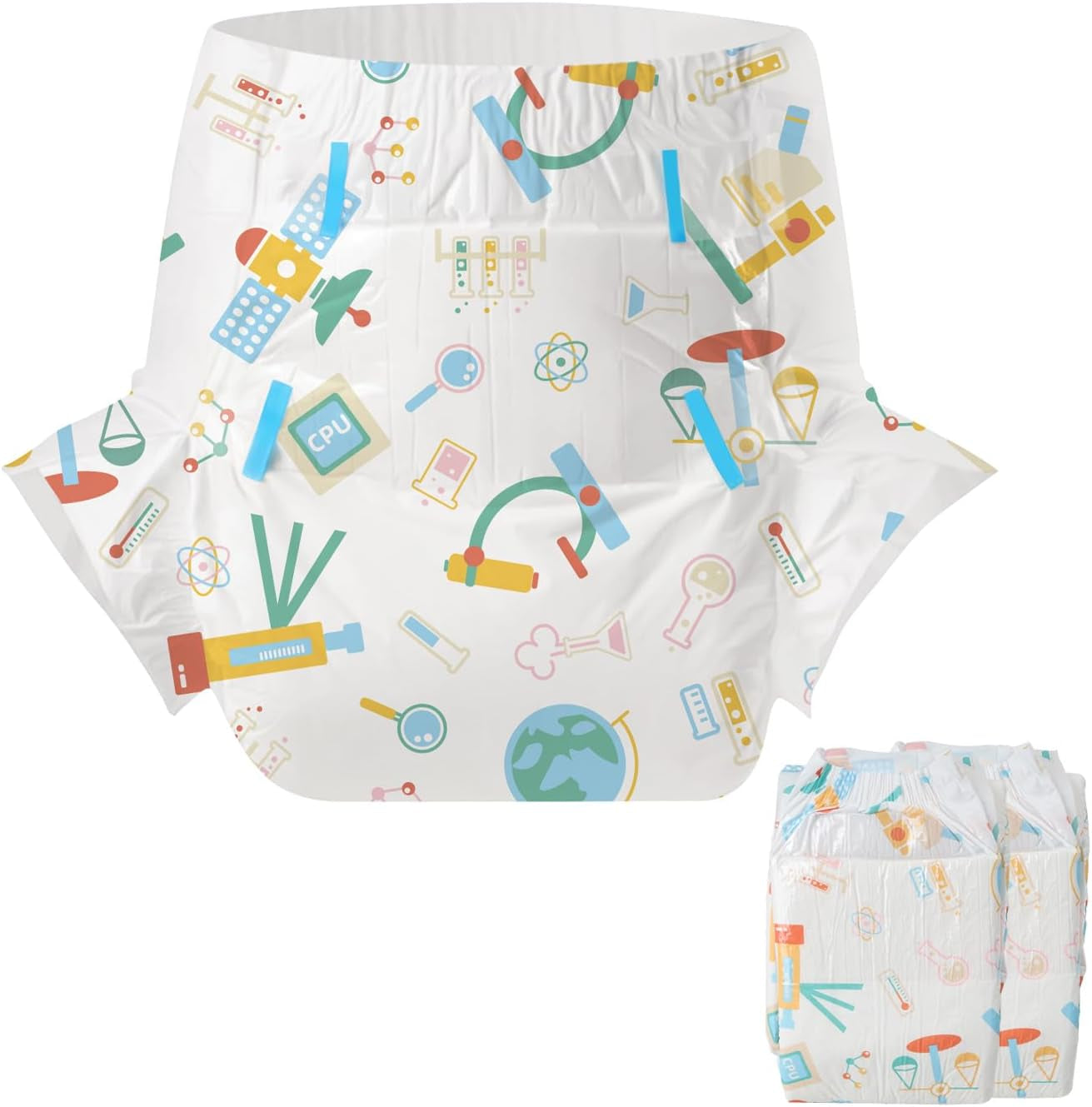 CutiePlusU Pañales para Adultos Paquete de 2 Bragas Desechables para Incontinencia con Solapas para Mujeres y Hombres Máxima Absorbencia Durante la Noche - Principito (Mediano 71-96 cm)