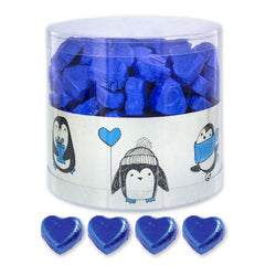 Günthart 150 Corazones de Chocolate Azul con Relleno de Turrón | Pingüinos con Crema de Turrón | Corazones de pingüino de chocolate azul | Competencia | Corazones de chocolate azul | Pingüino (1,2 kg)