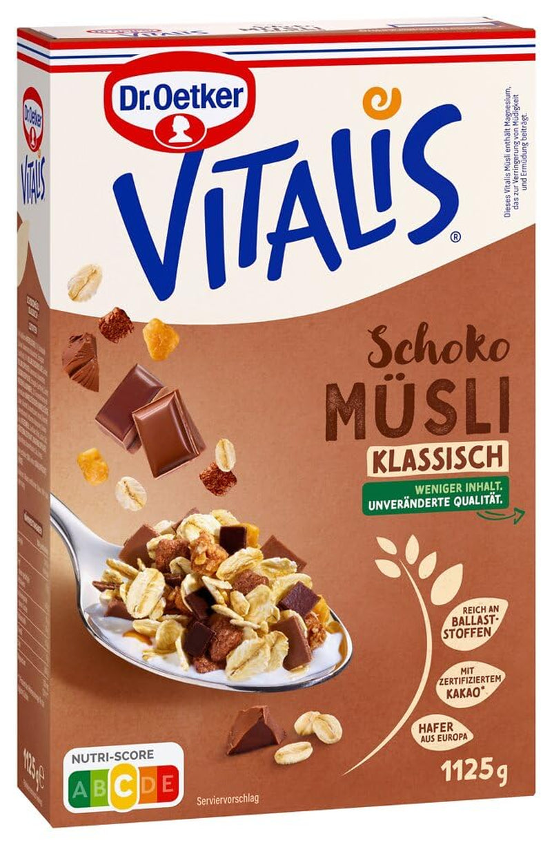 Dr. Oetker Vitalis Chocolate Muesli Classic: Muesli de desayuno con leche y chocolate negro, paquete de 7 (7 x 600 g)