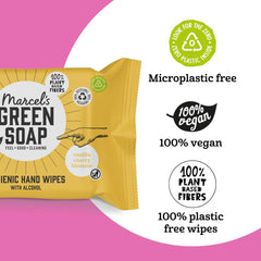 Toallitas húmedas para manos Marcel's Green Soap, paquete de 60, vainilla y flor de cerezo, a base de plantas, orgánicas